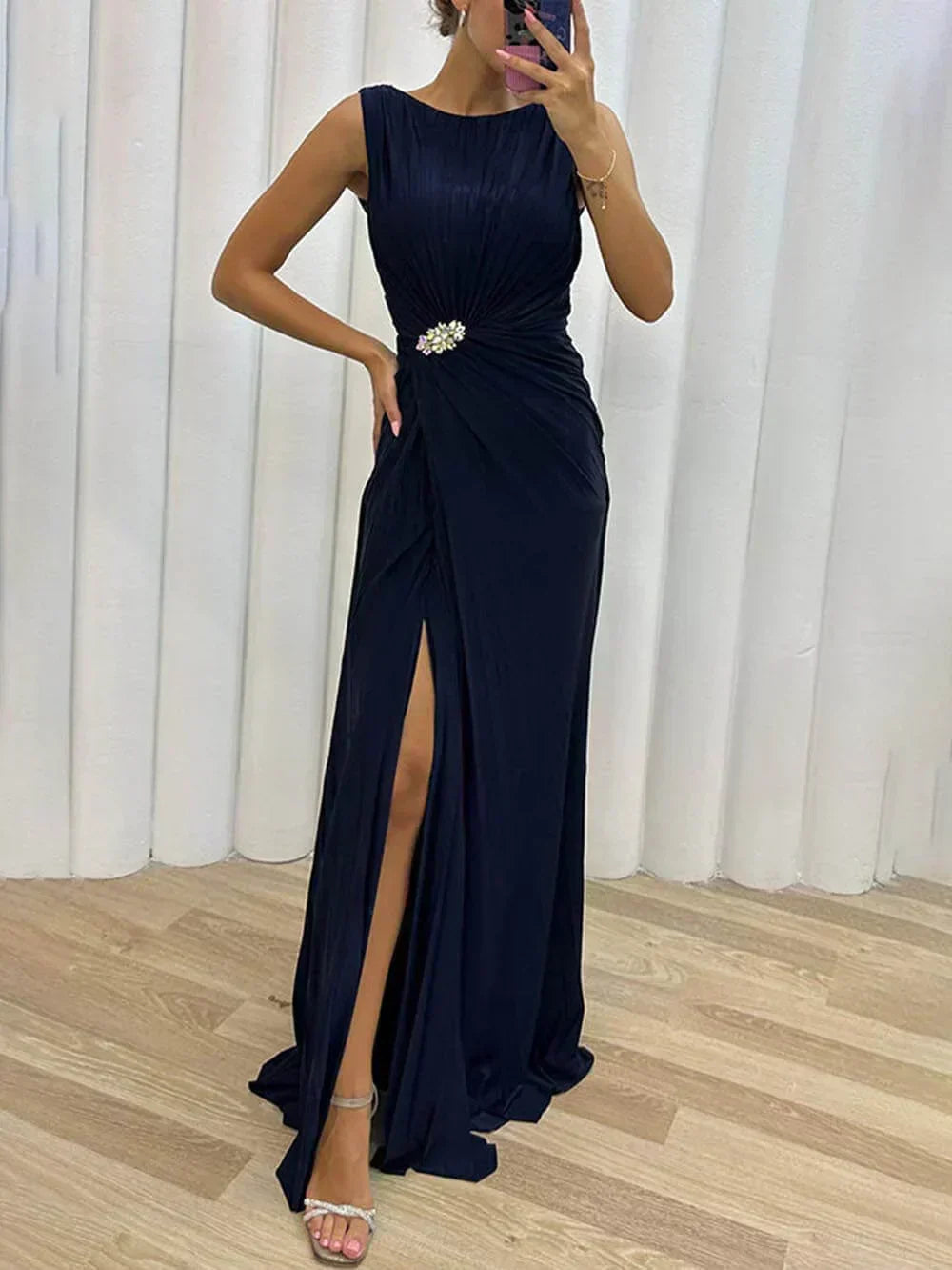 Yael™ | Elegant High Collar Dress