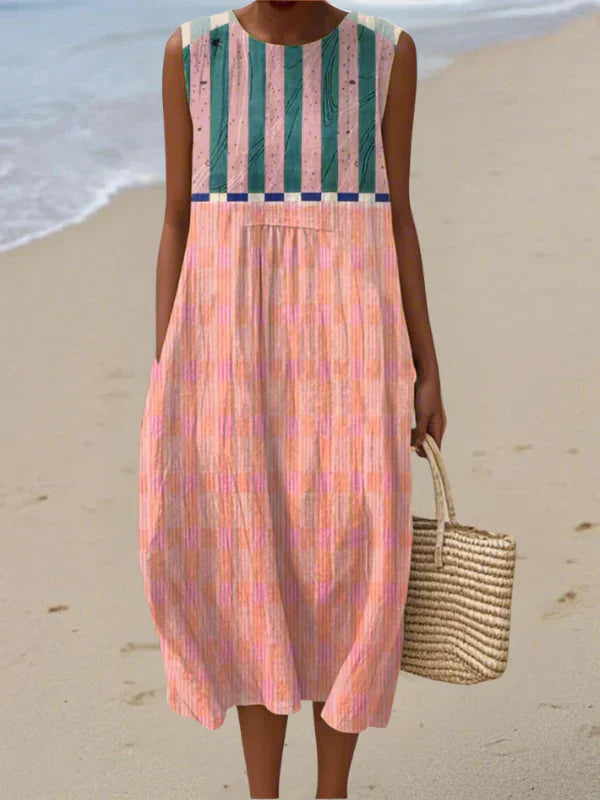 Lily | Pink Dress with Delicate Stripes