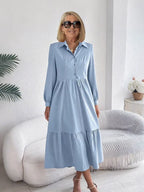 SOPHIA | ELEGANT COMFORT RUFFLE SHIRT DRESS