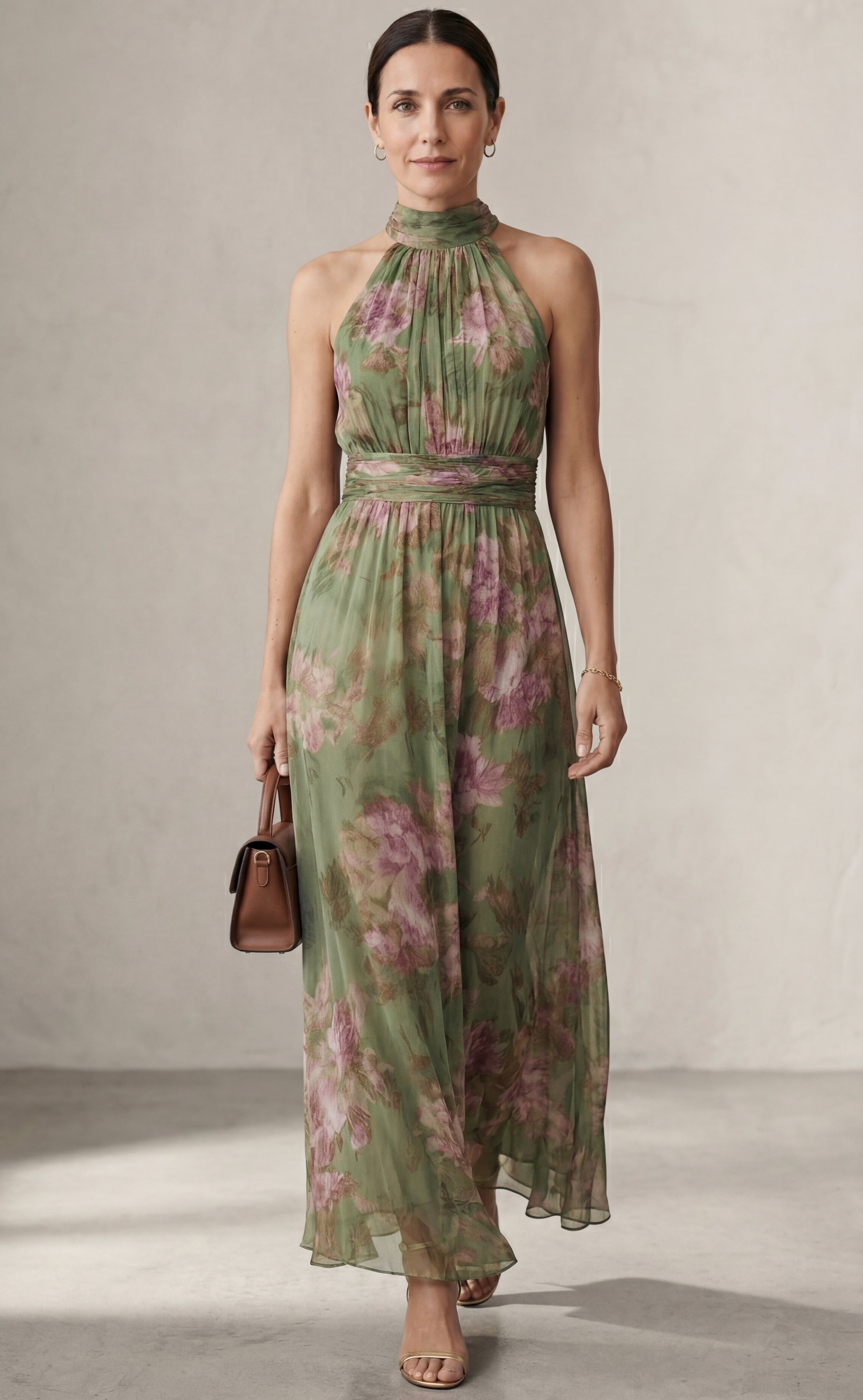Livia™ | Elegant Floral Maxi Halter Dress