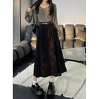 ESTELLE™ – Classic Belt Corduroy Midi Skirt