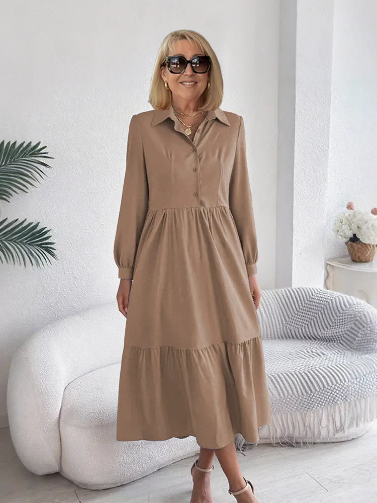 SOPHIA | ELEGANT COMFORT RUFFLE SHIRT DRESS